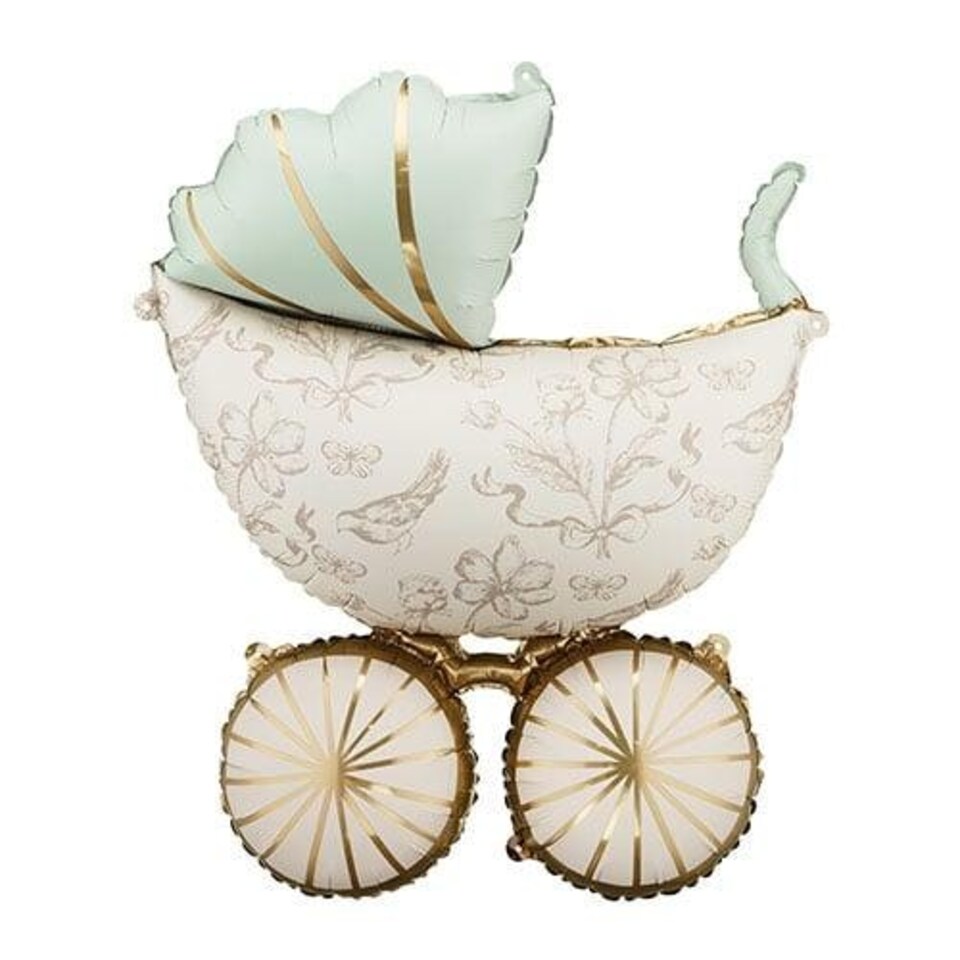 image 1 of Mint Green Baby Carriage Giant Helium Foil Balloon 96cm / 38 in | Green