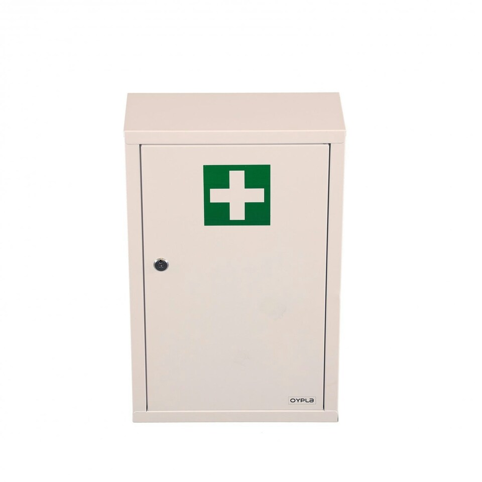 image 1 of Oypla Wall Mounted Metal First Aid Medicine Medical Cabinet Locker White