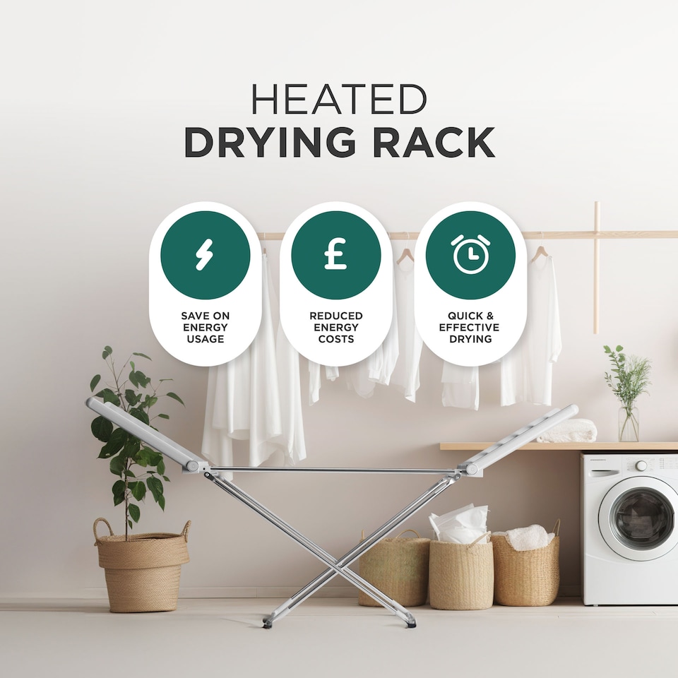 image 1 of DMD Winged Electric Clothes Airer, 15kg Capacity Low Wattage 230W | Silver