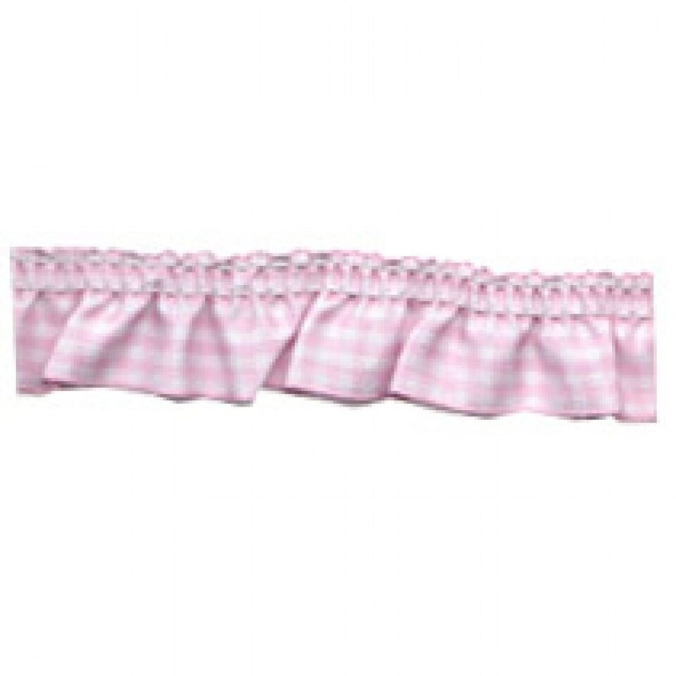 Essential Trimmings Light Pink 25mm Frilled Gingham Ribbon Trim (Value Roll) for Dressmaking - per 12 metre roll