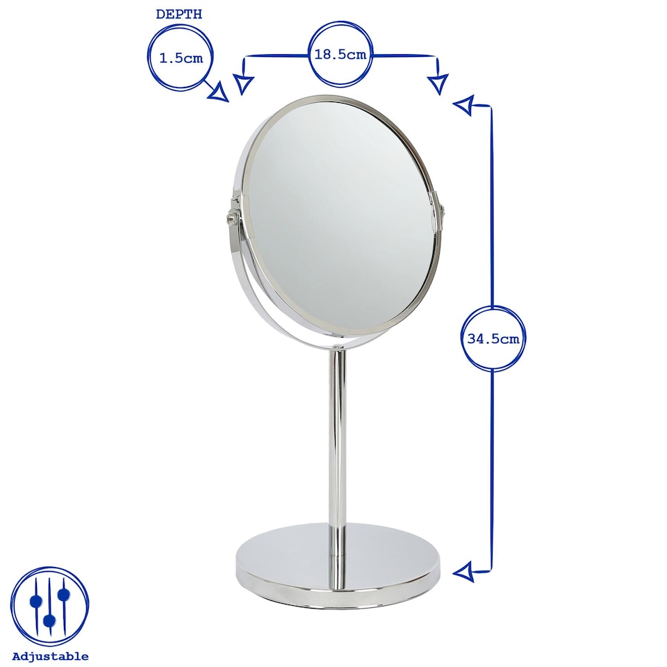 image 1 of Harbour Housewares Pedestal Mirror - 18.5cm x 34.5cm - Chrome | Silver | Chrome