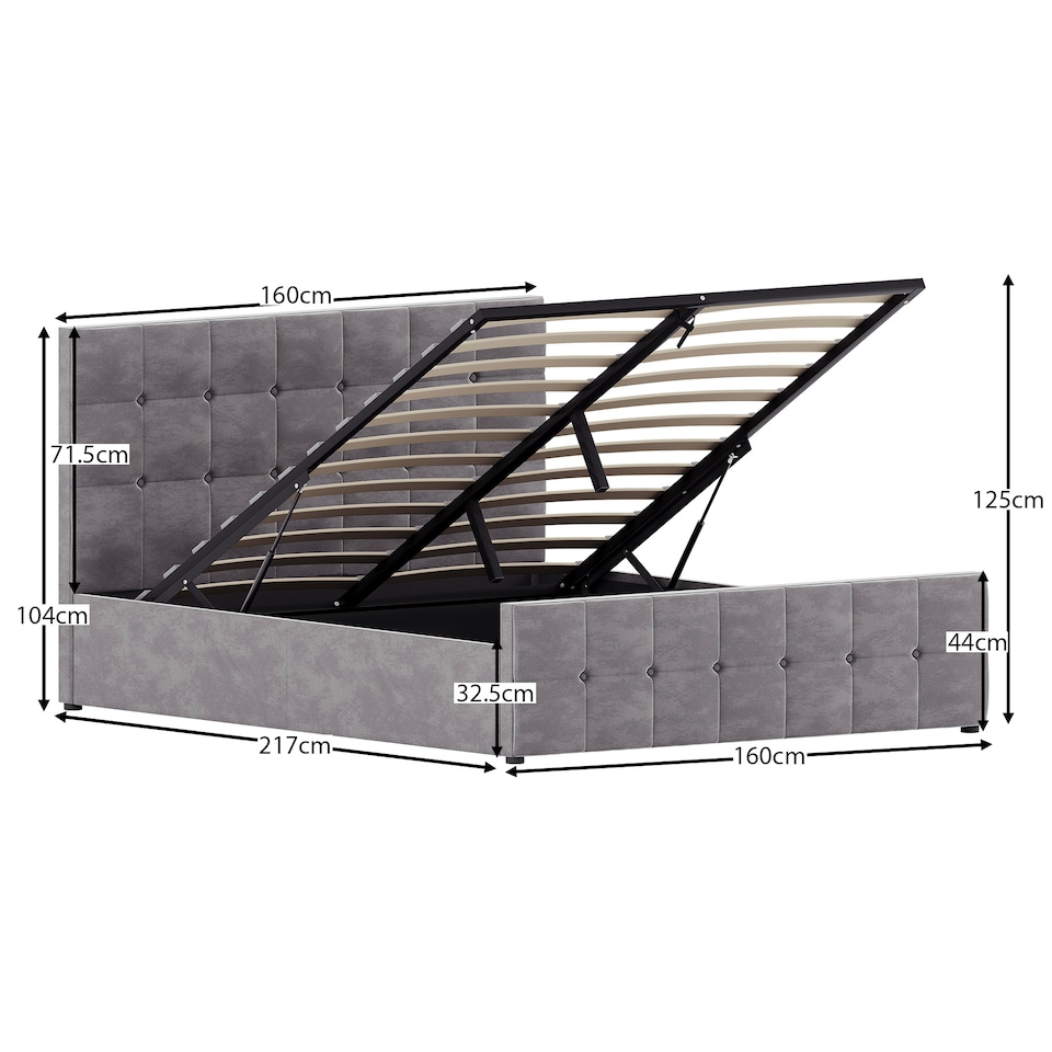 image 1 of Vida Designs Valentina 5ft King Size Ottoman Bed Storage Fabric Upholstered, Light Grey Velvet, 150 x 200cm