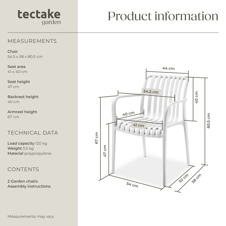 image 1 of Garden Chairs Alcudia - weather-resistant, durable and long-lasting plastic | Cream | cream | One Size | 2