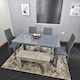 image 2 of Dining Table Set with 4 Chairs, and a Bench Dining Room and Kitchen table set of 4, and Grey Bench Grey