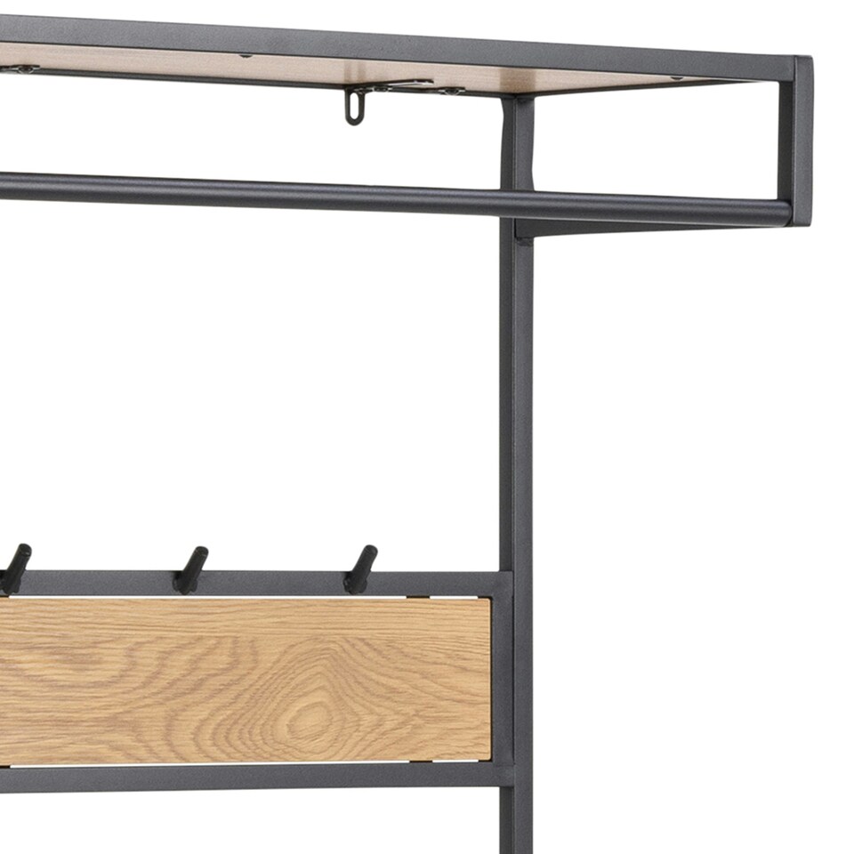 image 1 of Seaford Clothes Rack with 3 Shelves in Black and Oak