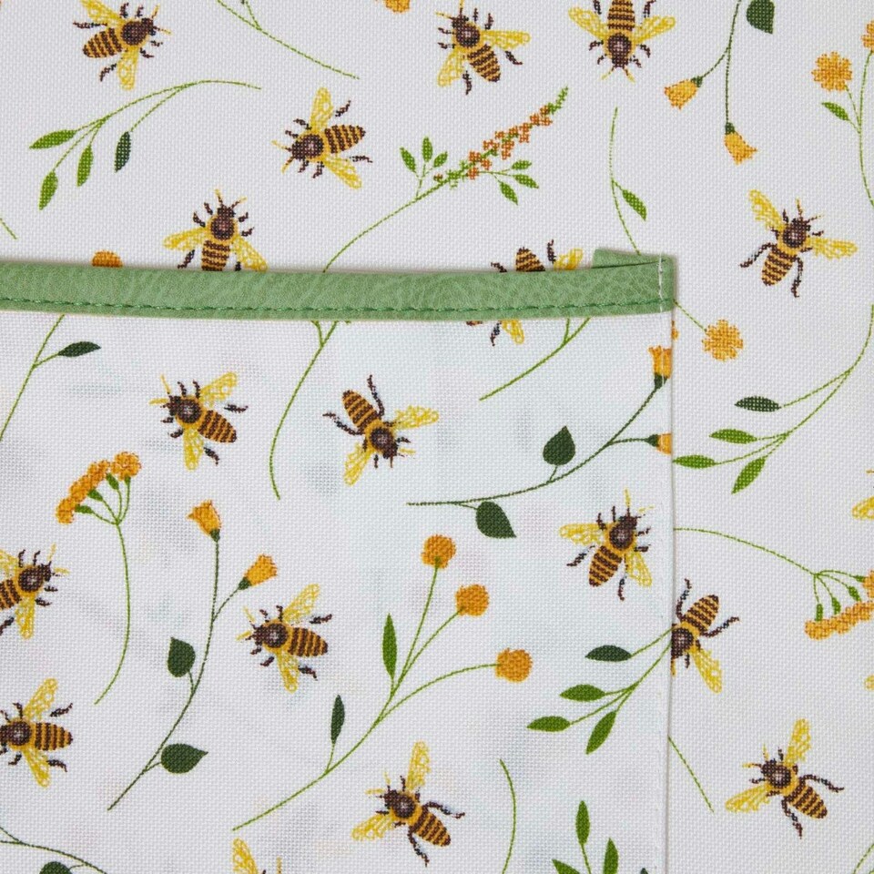 image 1 of Homescapes Green and White Kneeling Pad for Garden with Floral Bee Design