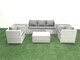 image 2 of Fimous Rattan Garden Furniture Set with 3 Seater Sofa 2 Chair Rectangular Coffee Table 2 Side Tables Light Grey Mixed 5 Seater