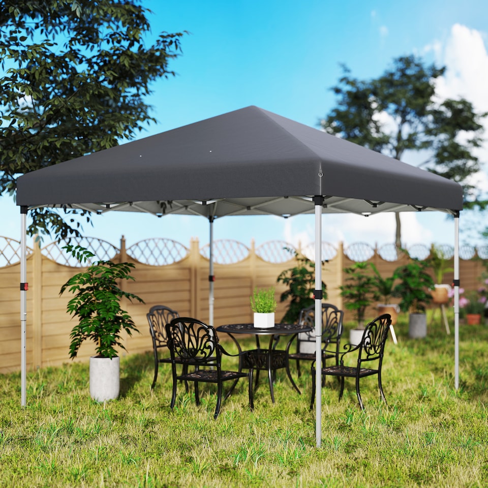 image 1 of Outsunny 3 x 3 M Pop Up Gazebo, UPF 30 with 2 Sidewalls, Leg Weight Bags and Wheeled Bag, Height Adjustable Party Tent Event Shelter for Garden, Patio, Dark Grey