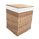 image 1 of White Lining Light Steamed Large Square Laundry Wicker Basket | White | White