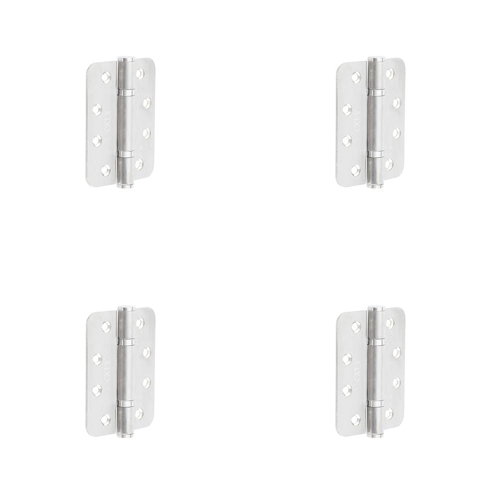4 PACK High-Quality Grade 13 Radiused Polymer Bearing Hinges in Satin Stainless Steel Finish - 30/60 Fire Door Hinge