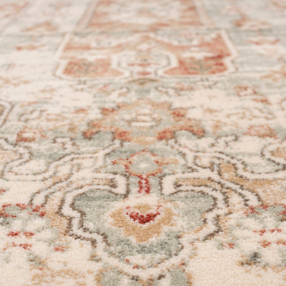 image 1 of KUKOON Selma Traditional Plush Rug – Warm Terracotta Distressed Living Room Carpet 160cm x 230cm
