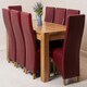 image 1 of Kuba Large Oak Dining Table with 8 Lola Burgundy Leather Chairs Red