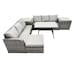 image 2 of Fimous Garden Rattan Outdoor Furniture Set 7 Seater with 3 Seater Sofa Big Stool 2 Side Table Dark Grey