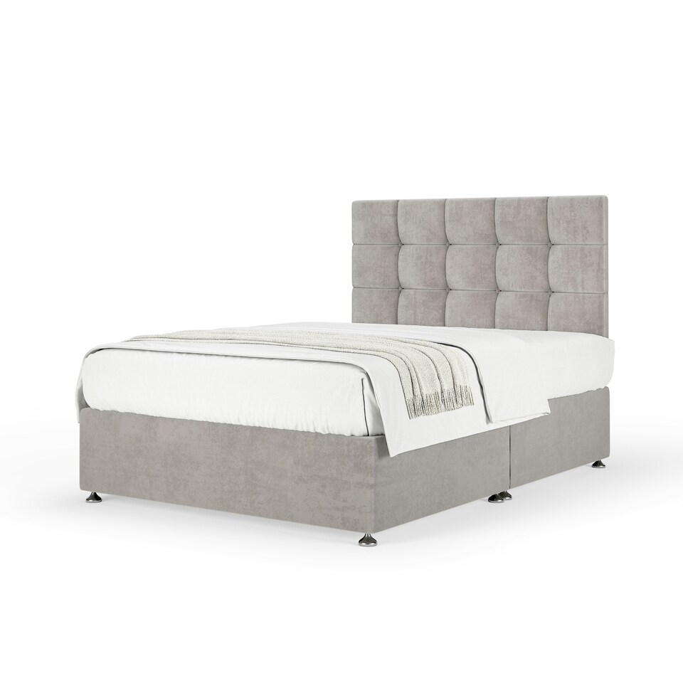 image 1 of Ortho Classic Orthopaedic Seal Grey Naples Velvet Divan Set And Pearl Headboard Small Single