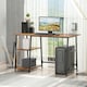 image 2 of HOMCOM Writing Desk Working Station Home Office Table with 2 Shelves Steel Frame