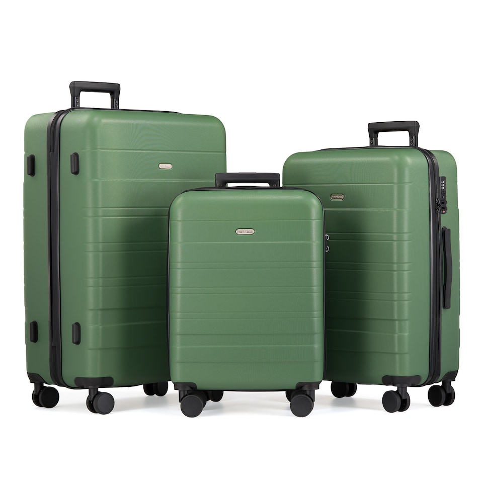 image 1 of Vonhaus Hard Shell Suitcase Set 3 Piece with TSA Lock | Green | Green