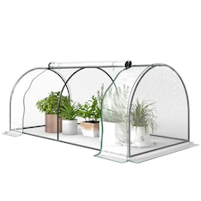 Outsunny Tunnel Greenhouse Grow House Steel Frame PE Green 200x100x80 cm
