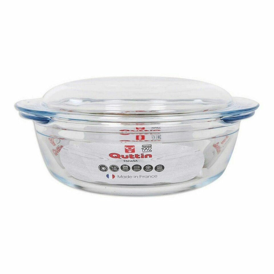 image 1 of Casserole with lid Quttin Glass 2,2 + 0,8 L (3 Units) N/A