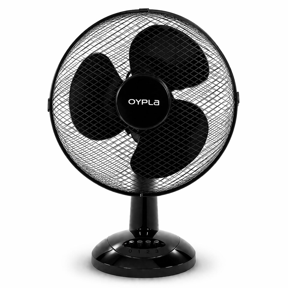 image 1 of 12 Inch 3 Speed Oscillating Black Electric Desk Home Office Fan