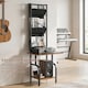 image 3 of HOMCOM Vinyl Record Player Stand with Oxford Pockets Rustic Brown and Black | Brown | Rustic Brown and Black | 50 x 48.5 x 144 cm
