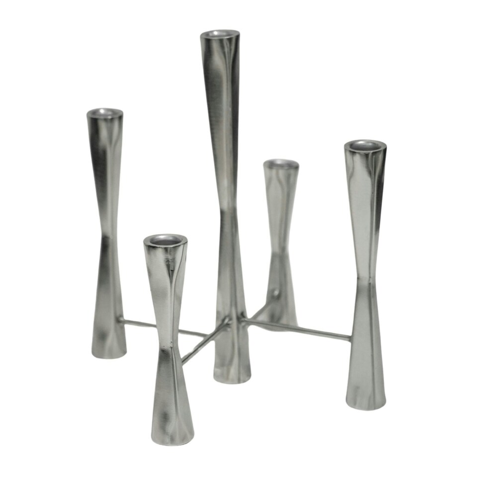 image 1 of Parker 5 Piece Candle Centerpiece - Mild Steel - L27 x W27 x H42 cm - Silver | Silver | 1