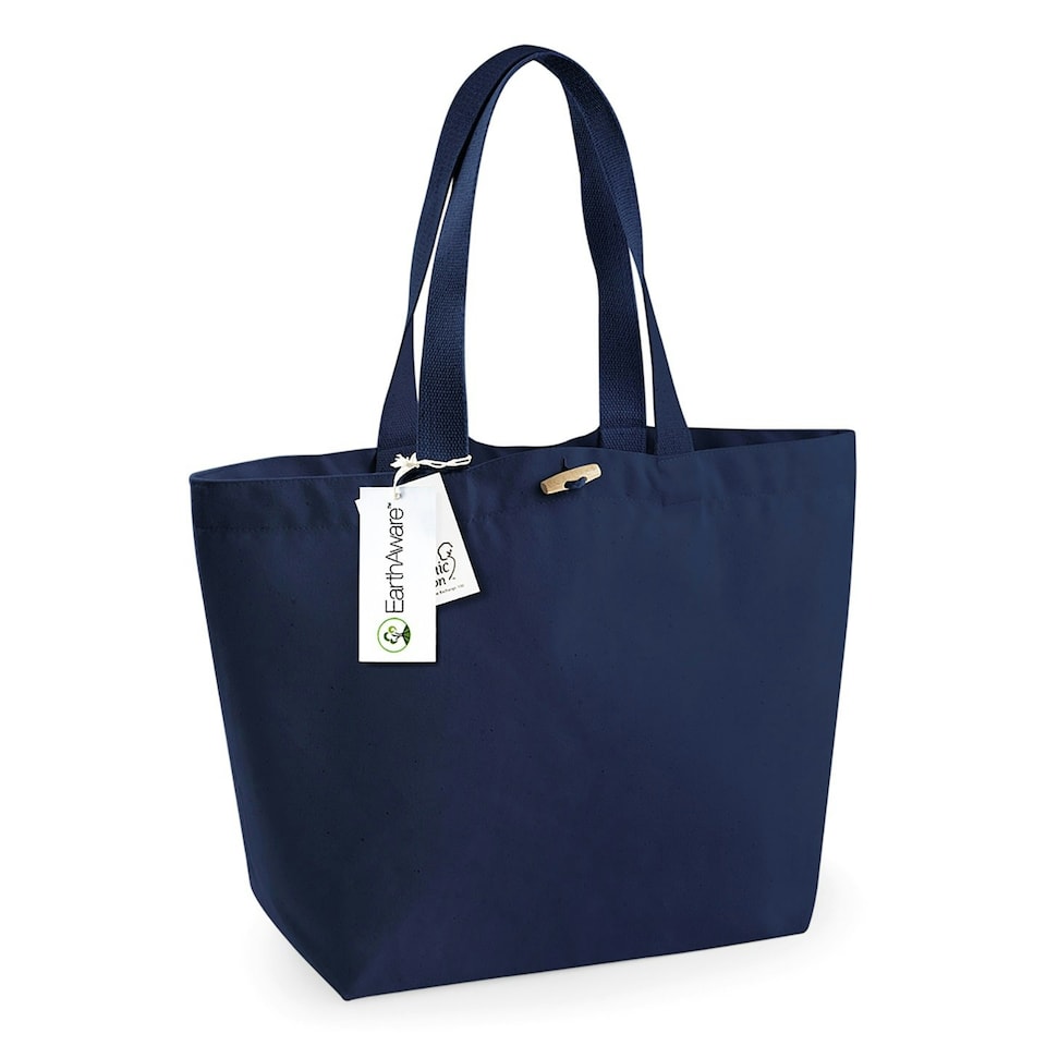 Westford Mill EarthAware Organic Cotton Tote Bag - French Navy - 40cm x 39cm x 19cm | Blue
