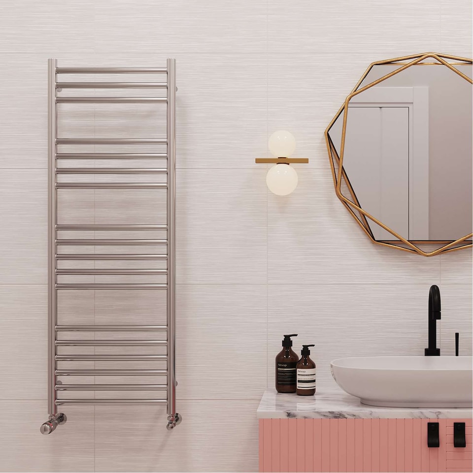 image 1 of Aston Straight Heated Towel Rail Bathroom Radiator Stainless Steel (H) 1200mm x (W) 400mm