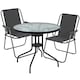 image 1 of Garden Table & Folding Deck Chairs Set 2 4 Seater Outdoor Patio Dining Furniture | Grey | Table + 2 Grey Chairs