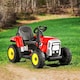 image 4 of COSTWAY 12V Kids Ride On Tractor with Trailer Music Red