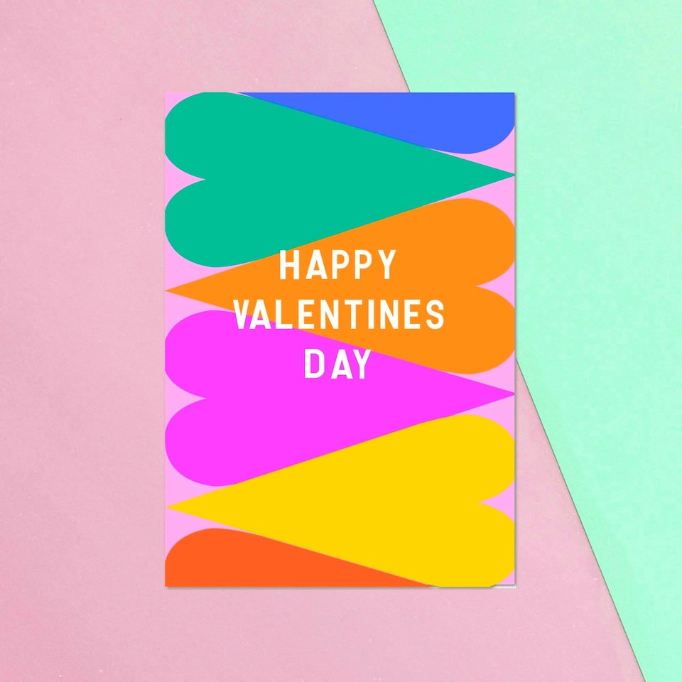 Bright Large Hearts Valentine Greetings Card