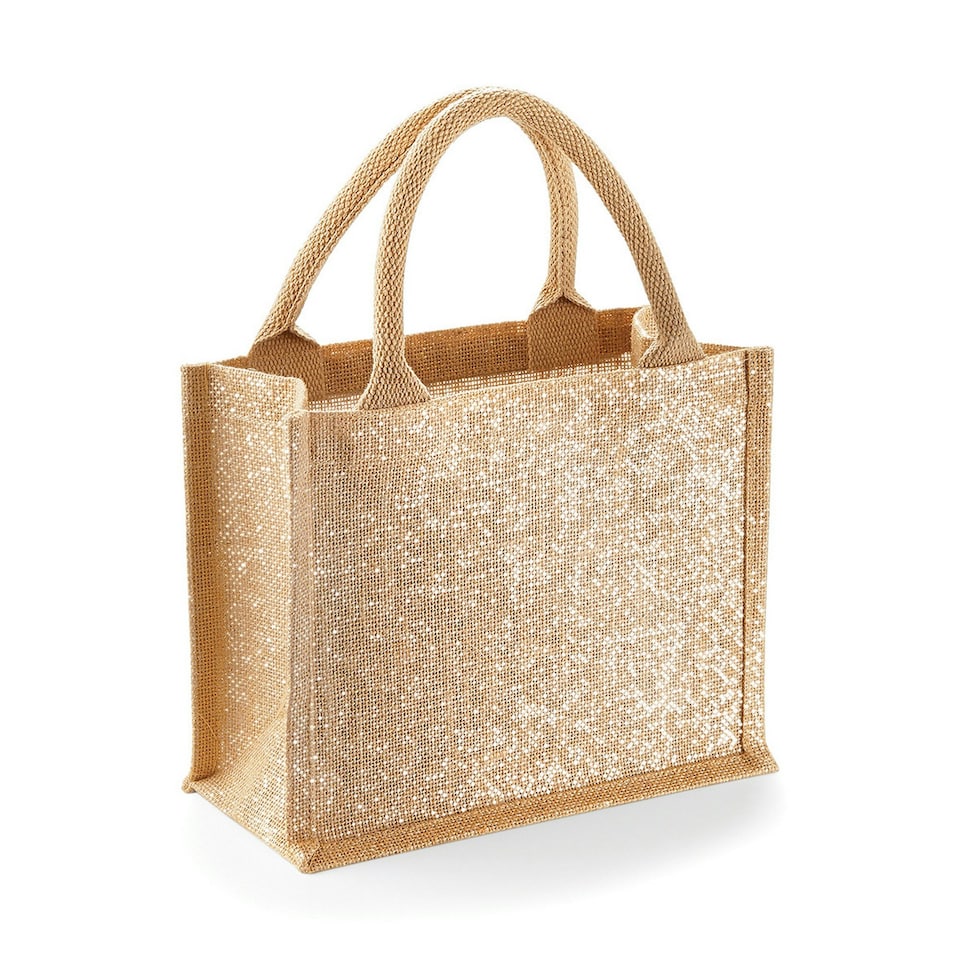 image 1 of Westford Mill Shimmer Jute Mini Gift Bag - Natural Gold - One Size (UTRW5300) Gold