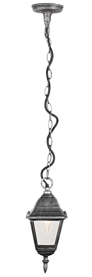 image 1 of Black/Silver Cast Aluminium IP44 Outdoor Hanging Lantern | Multi