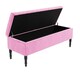 image 5 of 180cm Paris Striped Ottoman Storage Bench- Plush Velvet Shoe Bench - Pink Upholstery Footstool with Storage
