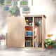 image 2 of Outsunny Wooden Garden Shed, Outdoor Storage Small Shed with 2 Shelves, Sloped Roof and Bolt Latch, Compact Utility Tool Cabinet Organiser for Yard Patio Garage, 75 x 56 x 115 cm, Natural