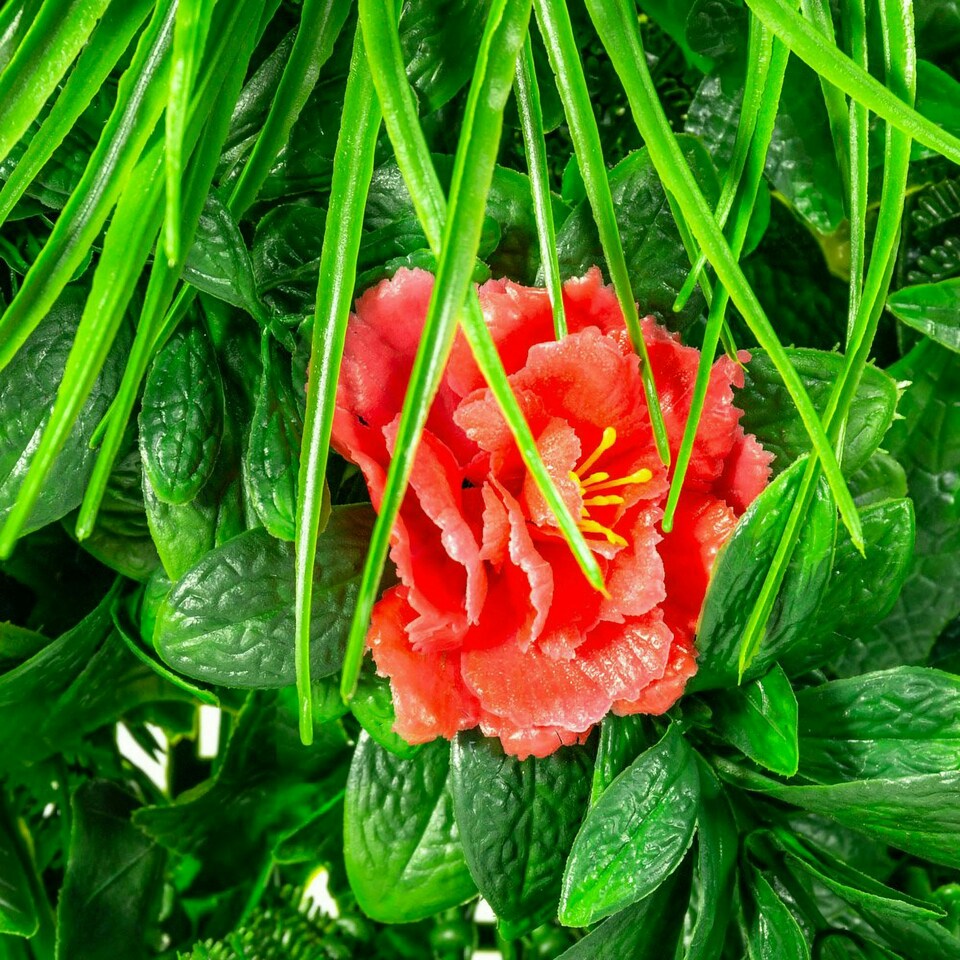 image 1 of Primrose Artificial Mixed Plants Red Rose Wall Hedge Panel 1m x 1m Set of 8