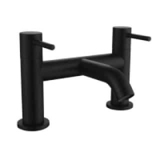 Modern Matt Black Bath Filler Round Peg Lever Style - Solid Brass Bath Mounted