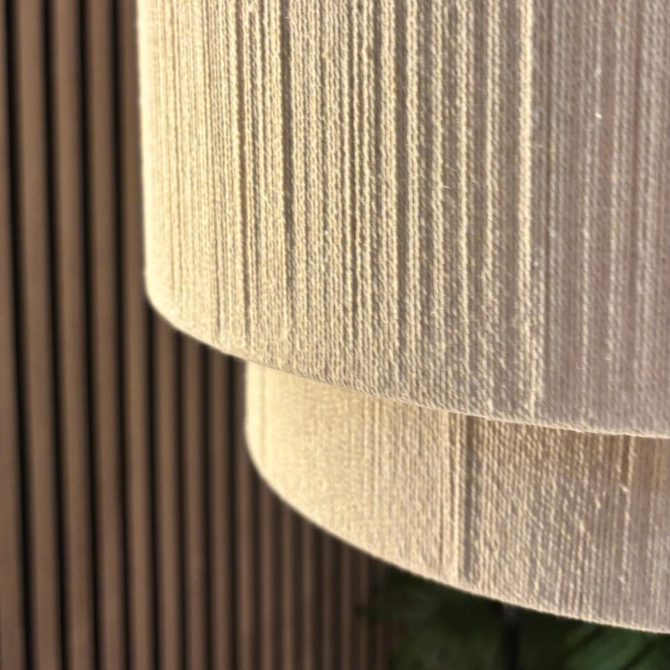image 1 of CGC Savina Cream Fine Cotton String Large Two-Tier Drum Lampshade