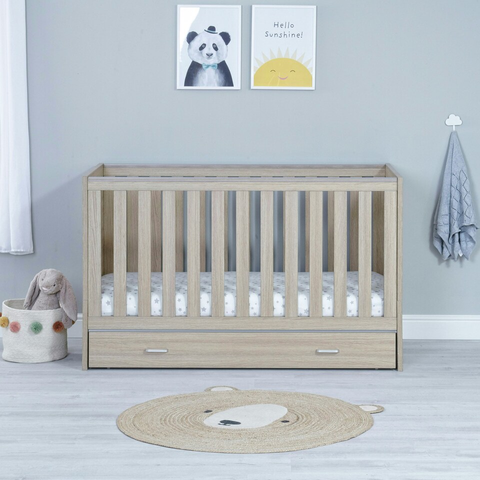 image 1 of Babymore Veni 2 Piece Room Set with Drawer - Oak