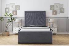 Sloomy Somerset Steel Plush Deep-Sided Bed Frame With 50" Upholstered Headboard 3' Single