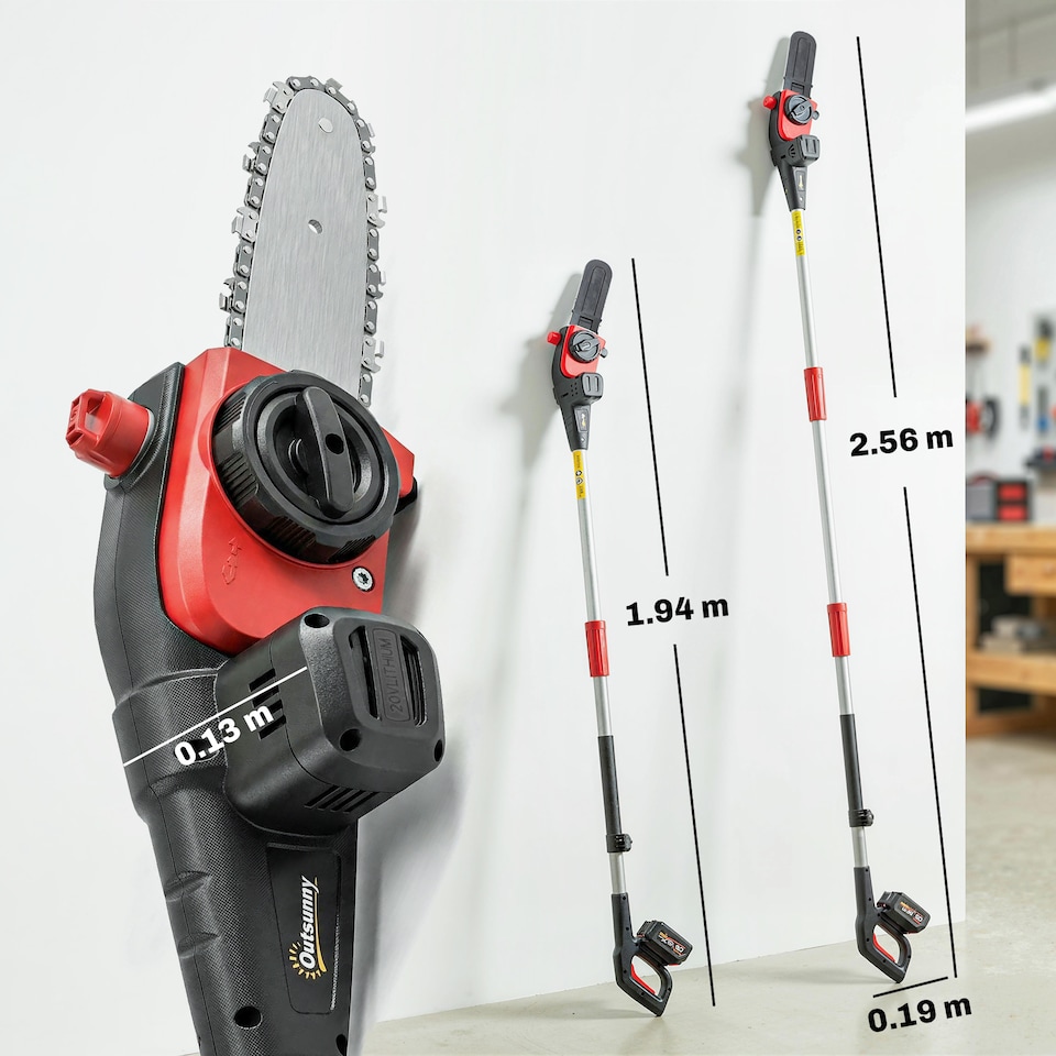 image 1 of Outsunny Cordless Pole Chainsaw, 1.94m/2.56m Electric Chainsaw | Black | Black | 194-256L x 13W x 19H cm