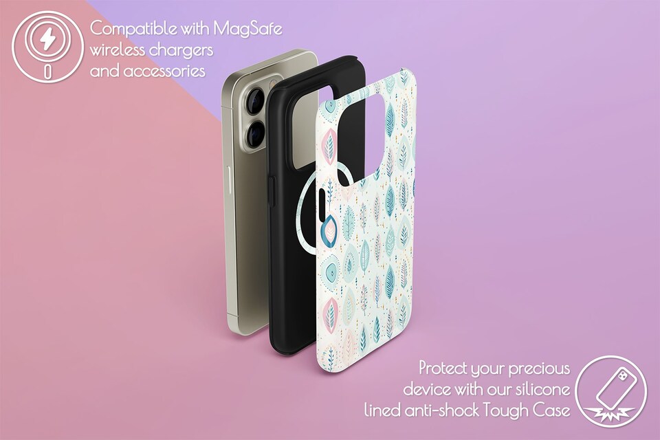 image 1 of Bohemian Leaf Phone Case | Blue | iPhone 15
Tough | iPhone 15
Tough