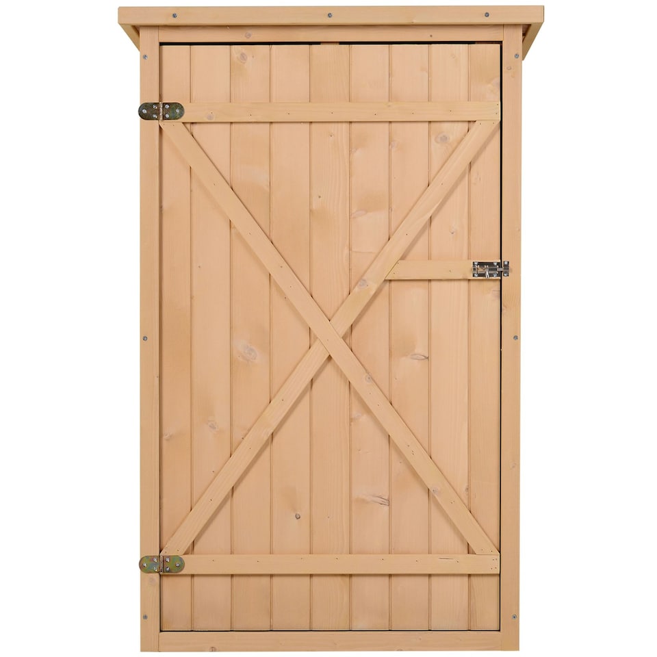 image 1 of Outsunny Garden Shed Outdoor Tool Storage w/ 2 Shelve 75 x 56 x115cm Natural