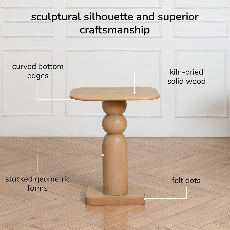 image 1 of Vita Solid Mango Wood Pedestal Side Table for Living Room Bedroom