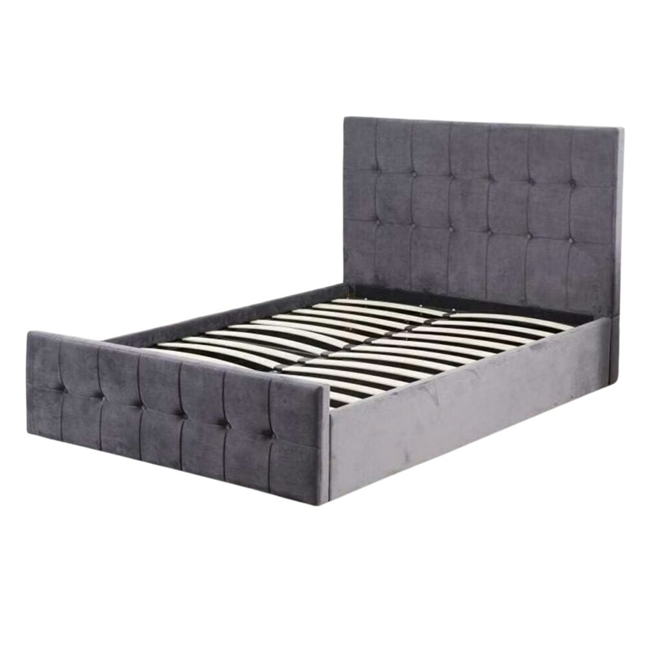 image 1 of Ottoman Storage Bed grey 3ft single velvet cushioned bedroom