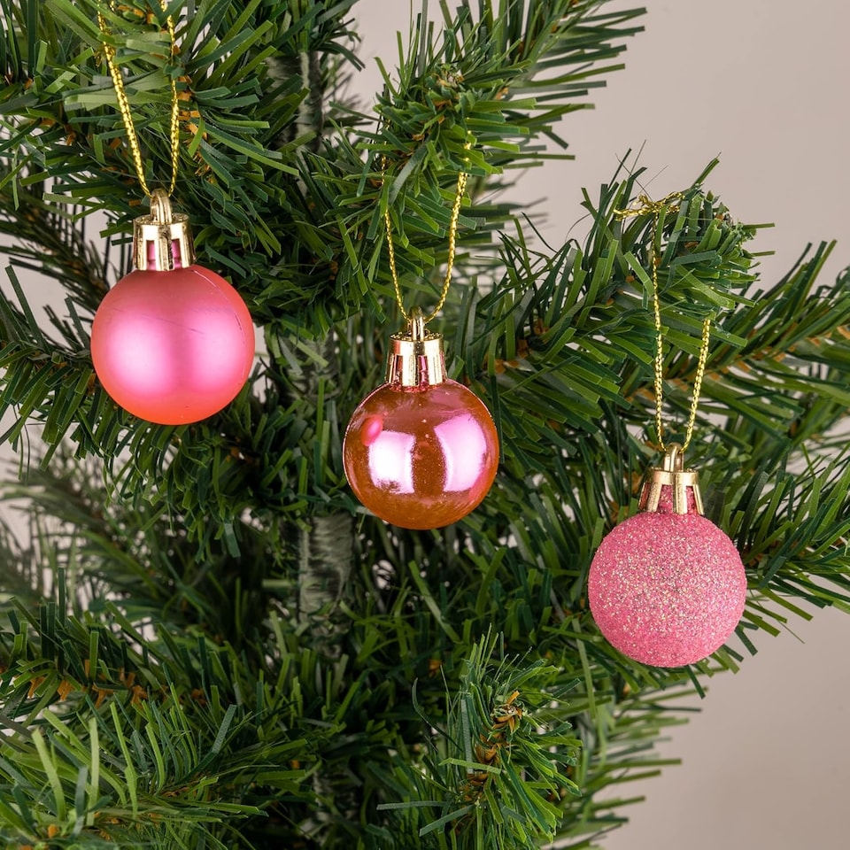 image 1 of 30mm/24Pcs Christmas Baubles Shatterproof Pink,Tree Decorations