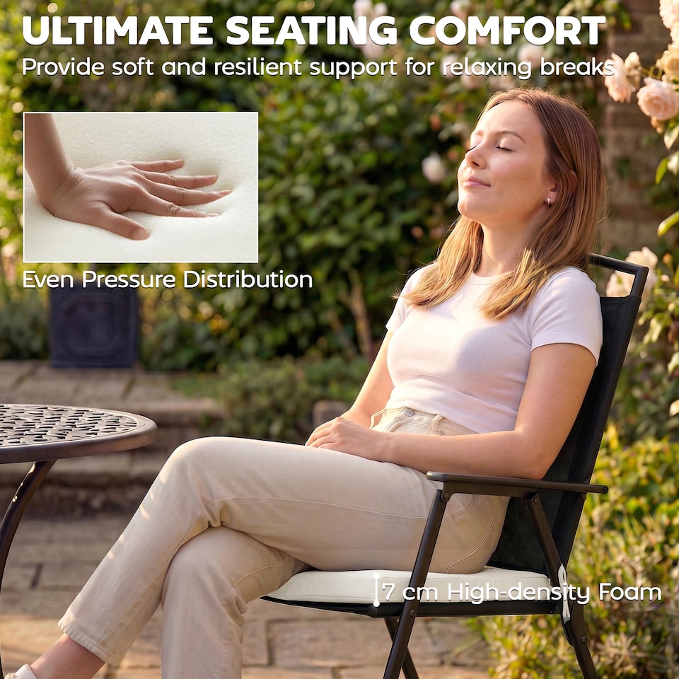 image 1 of Outsunny Seat Cushions with Machine Washable Cover | Cream | cream white | 46 x 42 x 7 cm