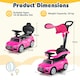 image 2 of COSTWAY 3-in-1 Ride on Push Car w/ Adjustable Canopy Pink