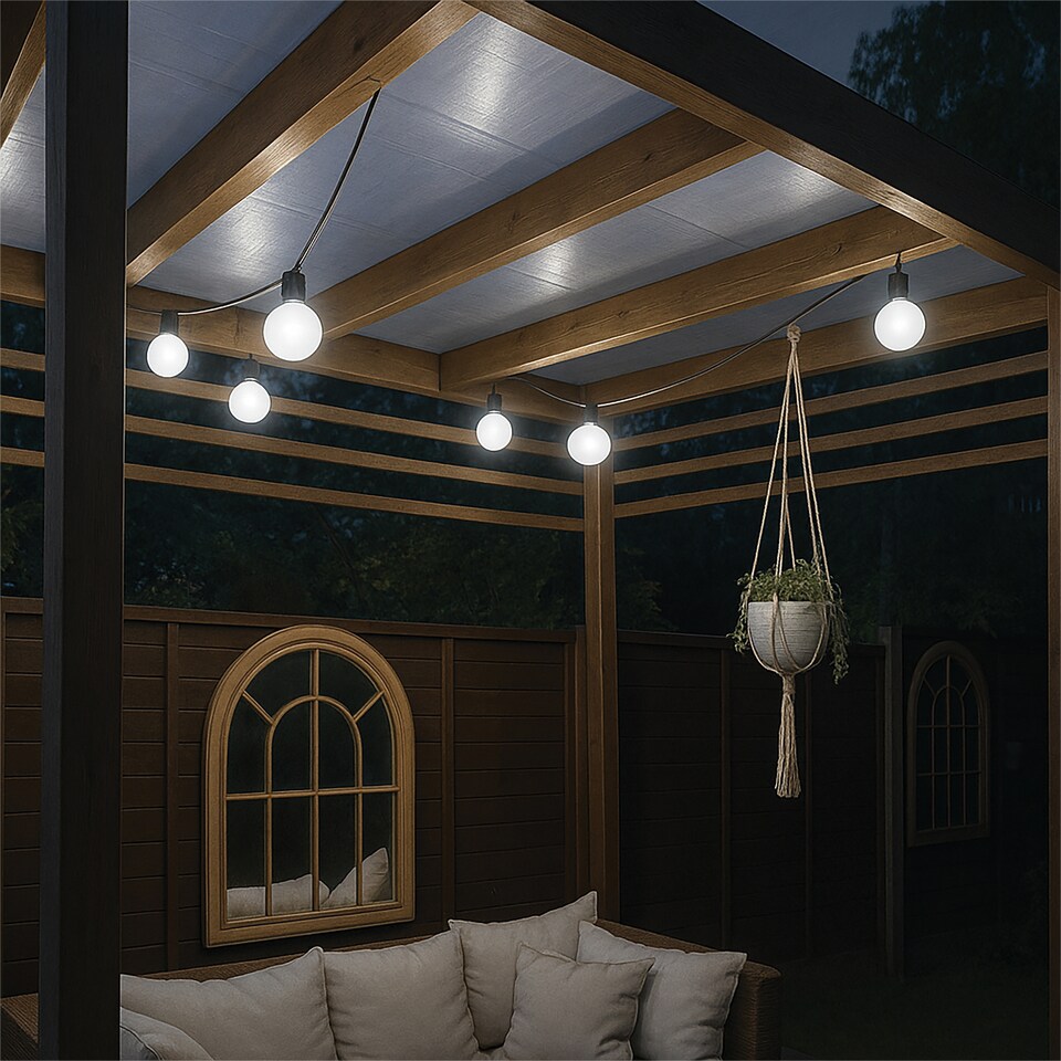 image 1 of Festoon Black Rubber IP65 5m/15x2w Cool White Clear lamps