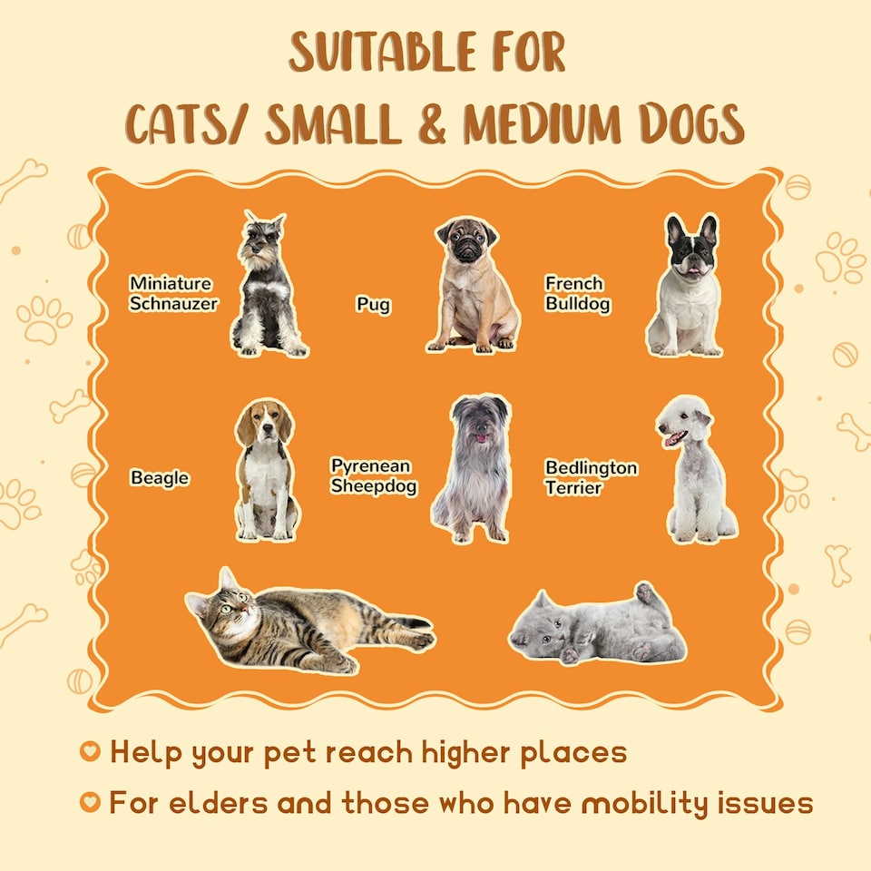 image 1 of PawHut 2 in 1 Dog Steps Ottoman, Pet Stairs for Small Medium Dogs and Cats Grey