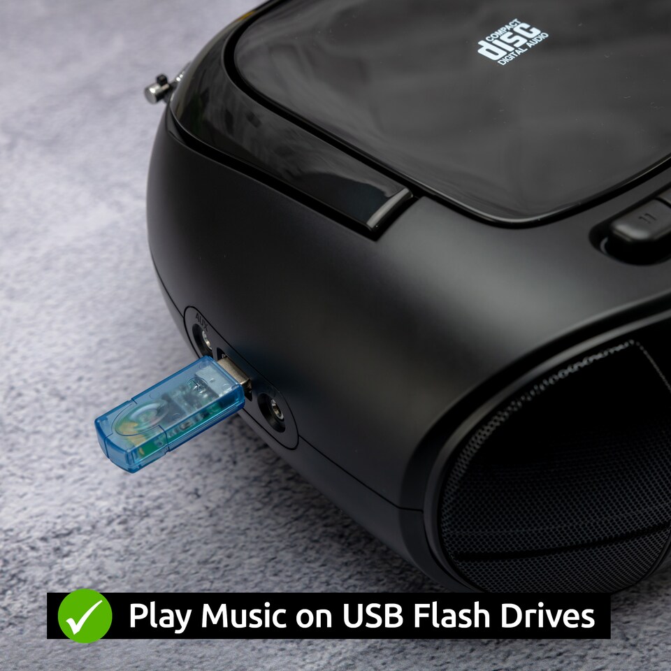 image 1 of Denver Portable Radio CD Tape Cassette Player With DAB Radio – Mains or Battery Power - TDC-280 | Black